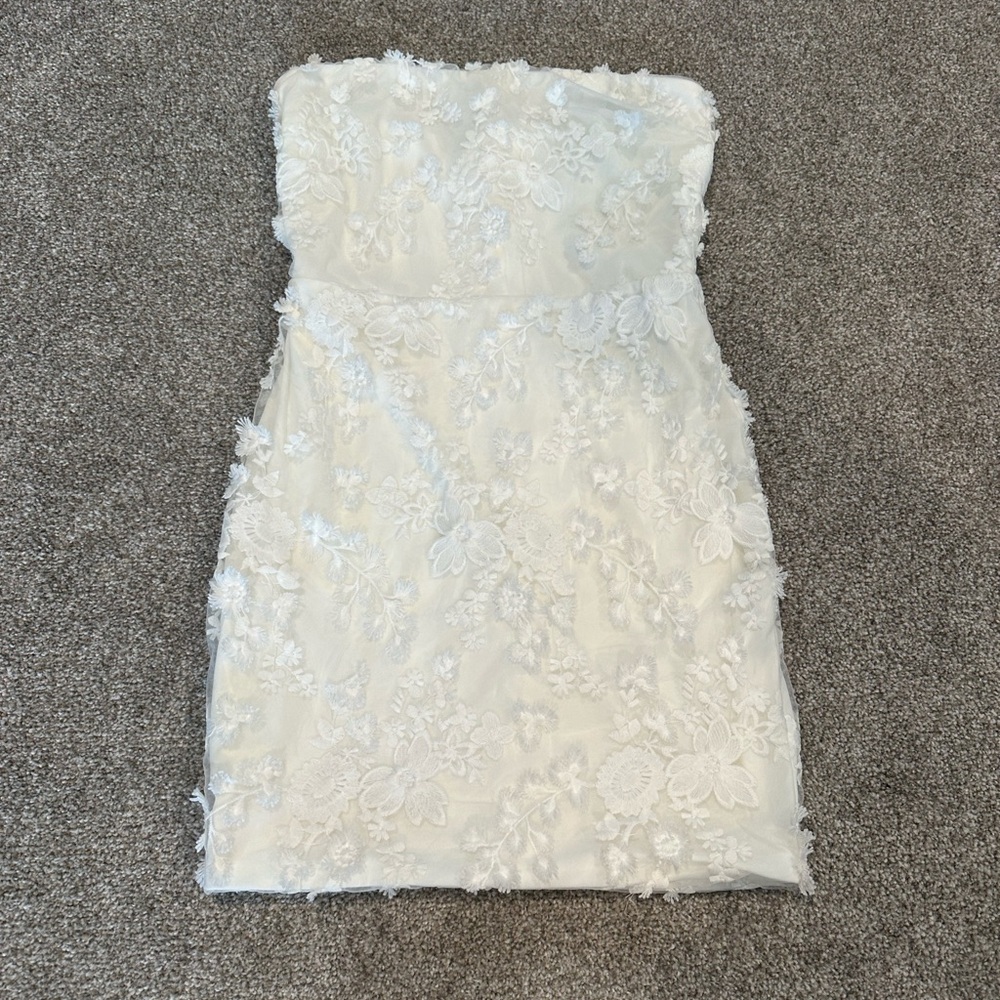Altar'd State White Lace Strapless Dress